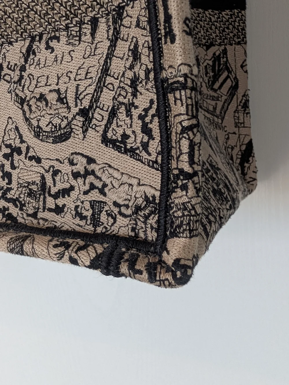 Dior Medium Book Tote In Plan De Paris Embroidered Black And Beige Canvas